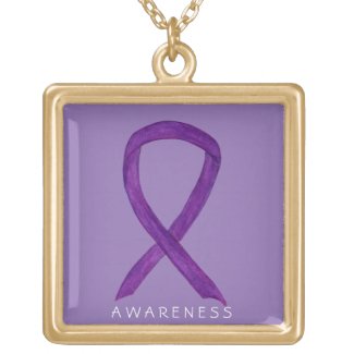 Purple Awareness Ribbon Jewelry Necklace