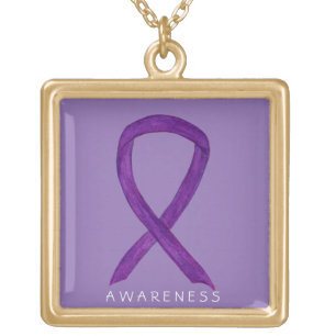 Purple Awareness Ribbon Jewelry Necklace