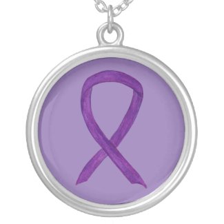 Purple Awareness Ribbon Jewelry Necklace