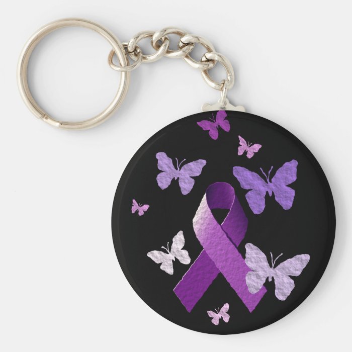 Purple Awareness Ribbon Key Chain