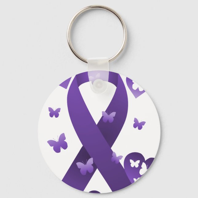 Purple Awareness Ribbon Keychain (Front)