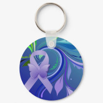 Purple Awareness Ribbon Keychain