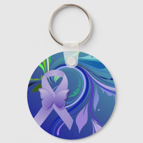 Purple Awareness Ribbon Keychain