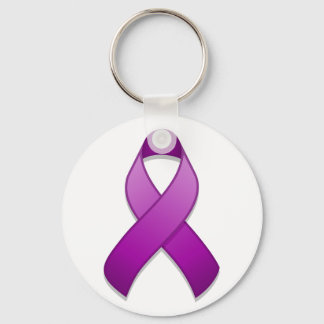 Purple Awareness Ribbon Keychain