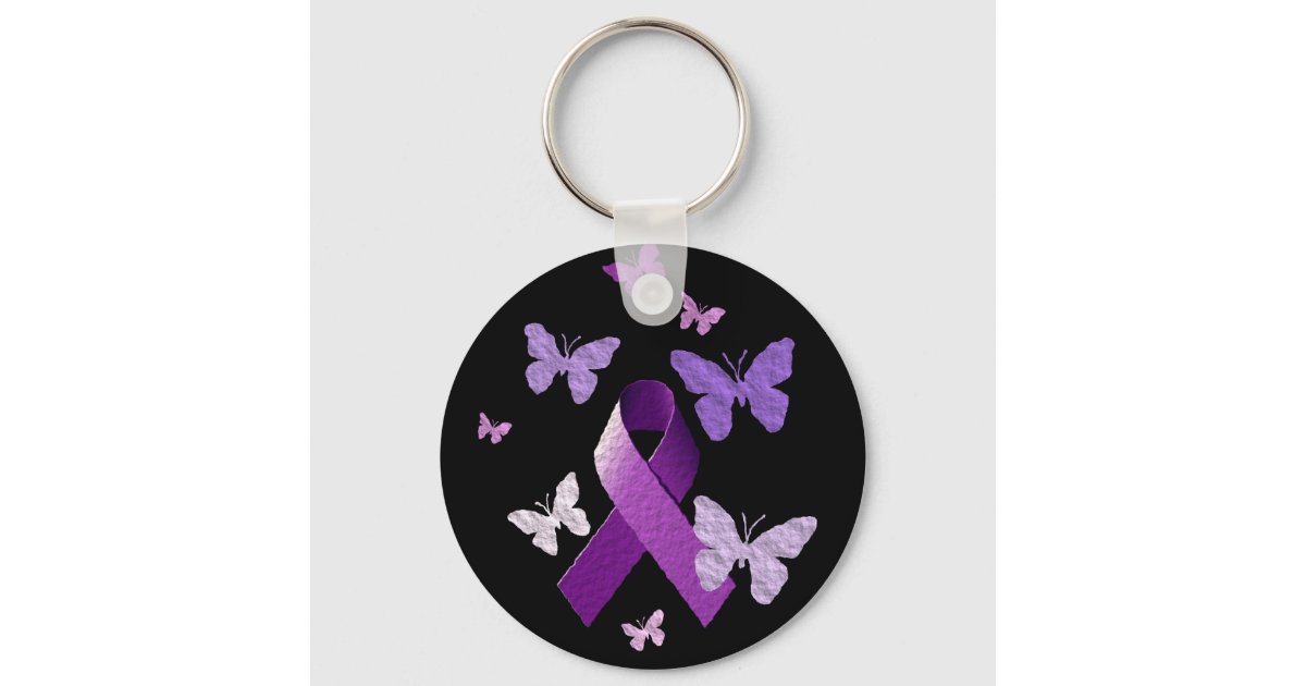 Purple Awareness Ribbon Keychain | Zazzle