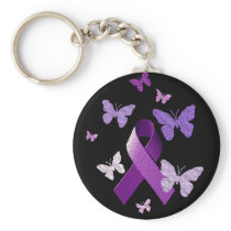Purple Awareness Ribbon Keychain