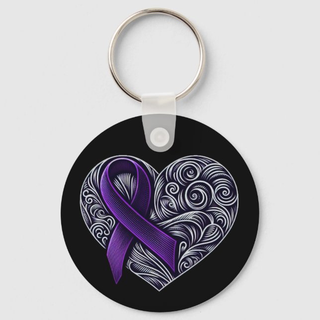 Purple Awareness Ribbon Keychain (Front)