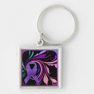 Purple Awareness Ribbon Keychain