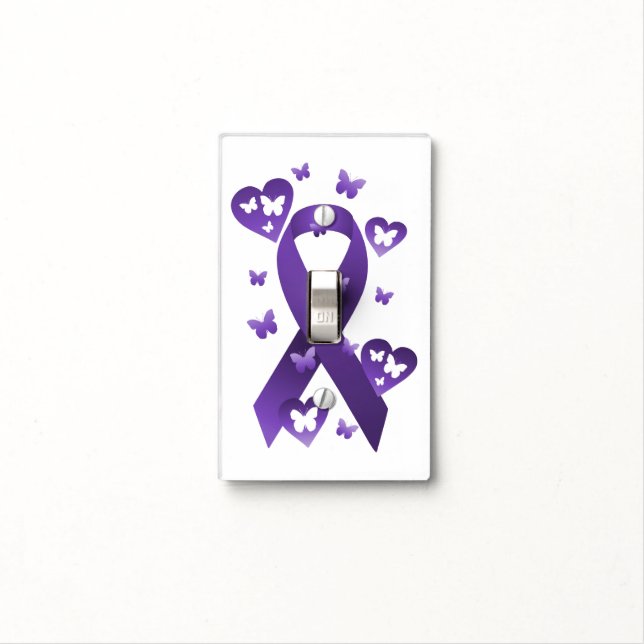 Purple Awareness Ribbon Light Switch Cover (In Situ)
