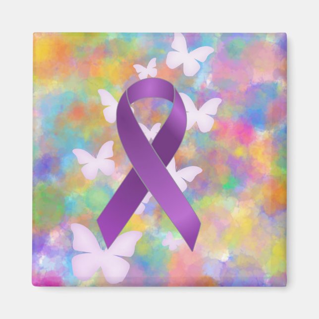 Purple Awareness Ribbon Magnet (Front)