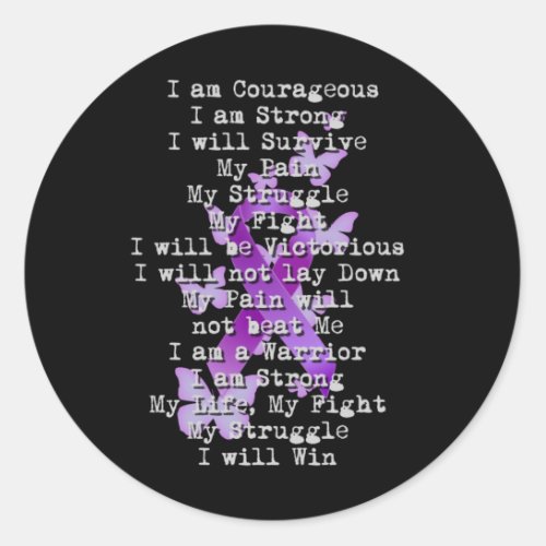 Purple Awareness Ribbon  My Struggle Poem Classic Round Sticker