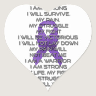 Purple Awareness Ribbon My Struggle Poem Heart Sticker