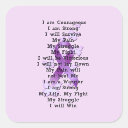 Purple Awareness Ribbon  My Struggle Poem Square Sticker