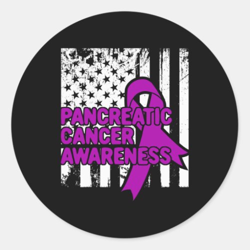 Purple Awareness Ribbon _ Pancreatic Cancer  Classic Round Sticker