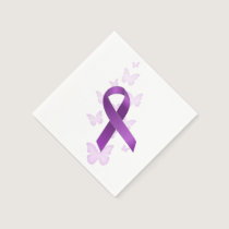 Purple Awareness Ribbon Paper Napkins
