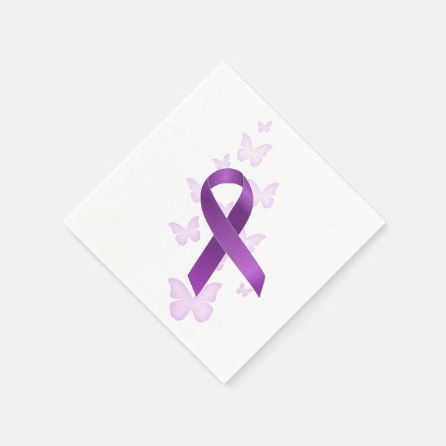 Purple Awareness Ribbon Paper Napkins (Corner)