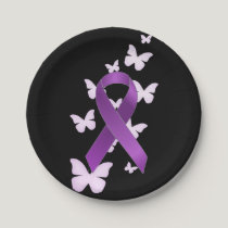 Purple Awareness Ribbon Paper Plates