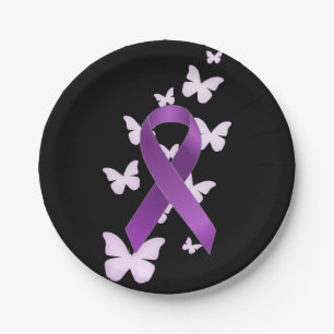 Purple Awareness Ribbon Paper Plates