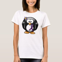 Purple Awareness Ribbon Penguin T-Shirt