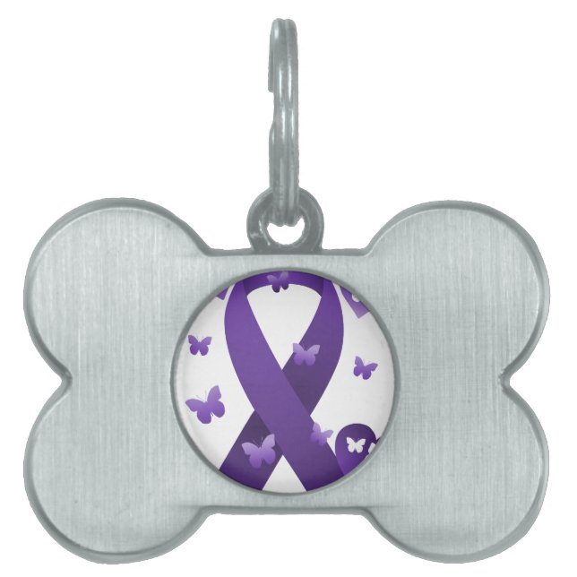 Purple Awareness Ribbon Pet Tag (Front)