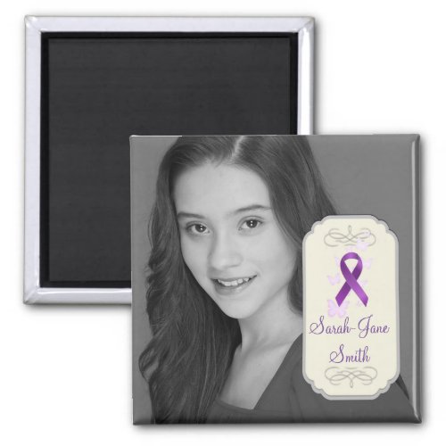 Purple Awareness Ribbon Photo Keepsake Magnet