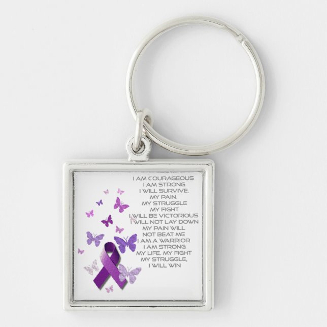 Purple Awareness Ribbon/poem Keychain (Front)