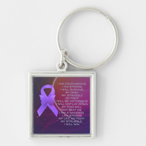 Purple Awareness Ribbonpoem Keychain