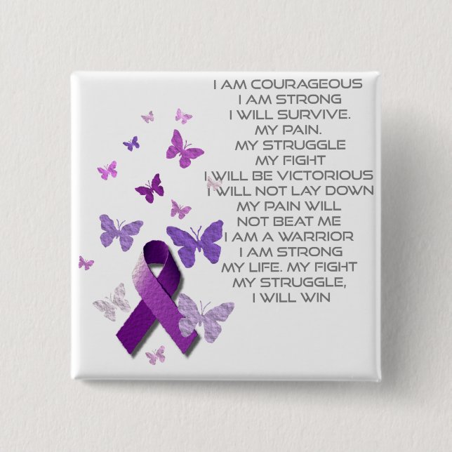 Purple Awareness Ribbon/poem Pinback Button (Front)