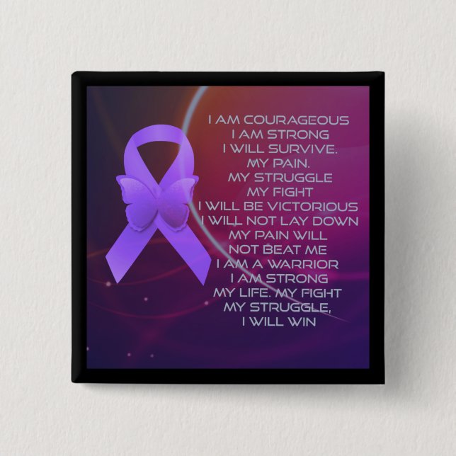 Purple Awareness Ribbon/poem Pinback Button (Front)