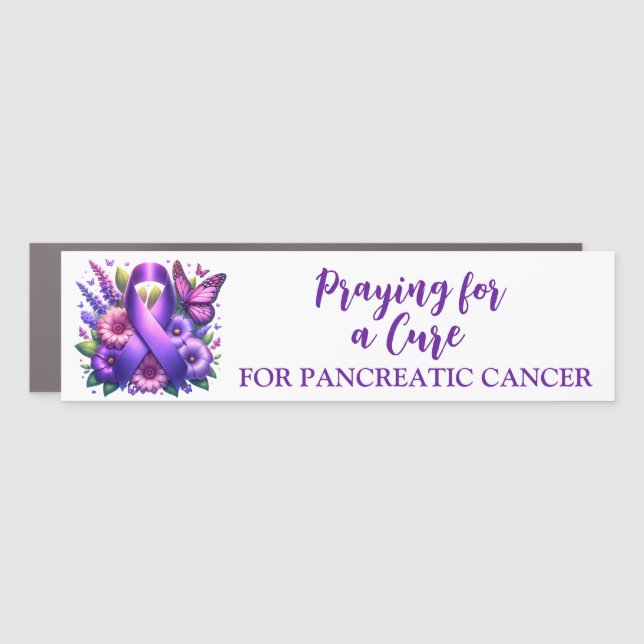 Purple Awareness Ribbon | Praying for a Cure Car Magnet (Front)