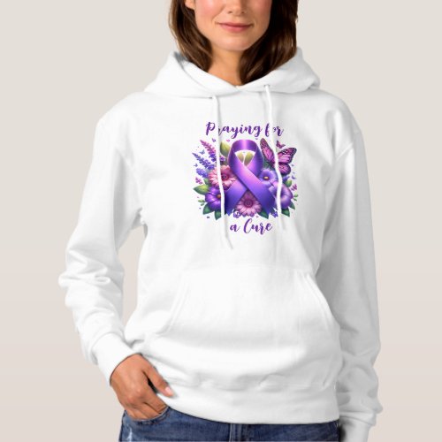 Purple Awareness Ribbon  Praying for a Cure Hoodie