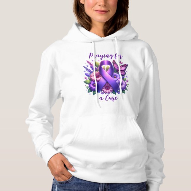 Purple Awareness Ribbon | Praying for a Cure Hoodie (Front)