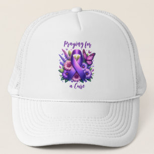 Purple Awareness Ribbon Praying for a Cure Trucker Hat