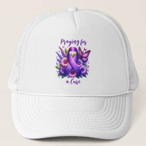 Purple Awareness Ribbon  Praying for a Cure Trucker Hat
