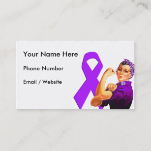 Purple Awareness Ribbon Rosie the Riveter Business Card