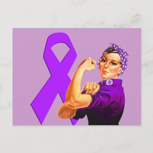 Purple Awareness Ribbon Rosie the Riveter Postcard