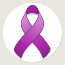 Purple Awareness Ribbon Round Sticker