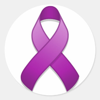 Purple Awareness Ribbon Round Sticker