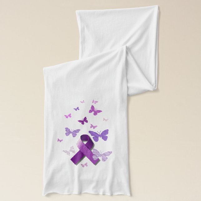 Purple Awareness Ribbon Scarf (Left)