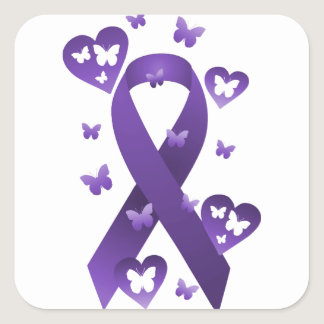 Purple Awareness Ribbon Square Sticker