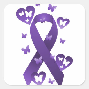 Purple Awareness Ribbon Square Sticker