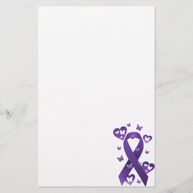 Purple Awareness Ribbon Stationery (Front)