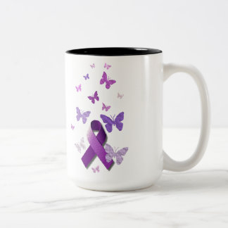 Purple Awareness Ribbon Two-Tone Coffee Mug