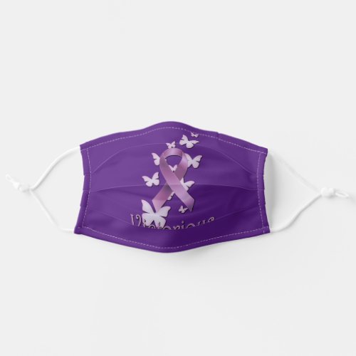 Purple Awareness Ribbon Victorious Adult Cloth Face Mask