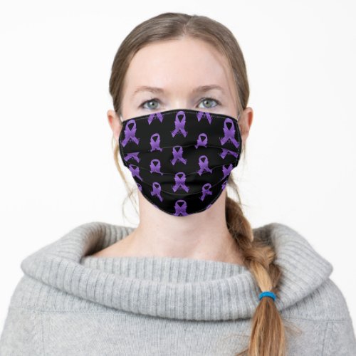 Purple Awareness Ribbon Victorious Adult Cloth Face Mask
