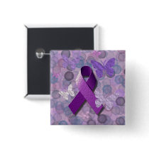 Purple Awareness Ribbon with Art Button