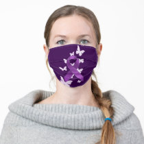 Purple Awareness Ribbon with Butterflies Adult Cloth Face Mask