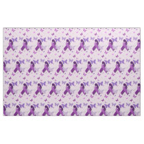 Purple Awareness Ribbon with Butterflies Fabric