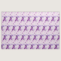 Purple Awareness Ribbon with Butterflies Fabric