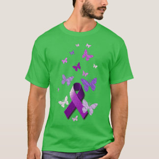 Purple Awareness Ribbon with Butterflies T-Shirt